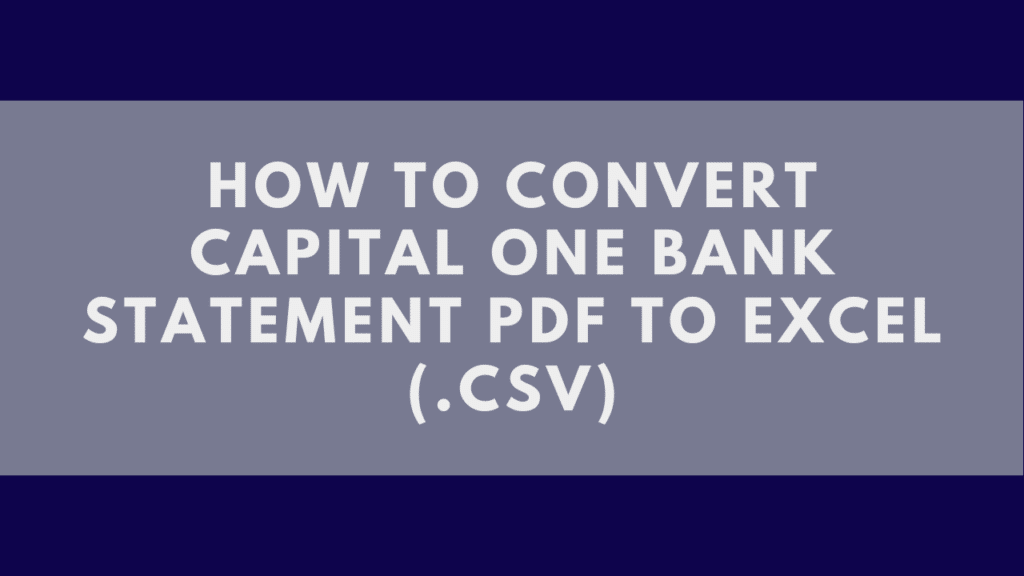 Convert Capital One PDF