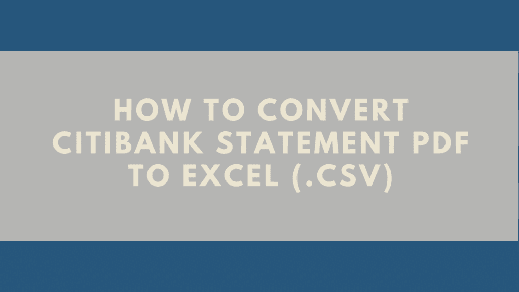 Convert Citibank PDF