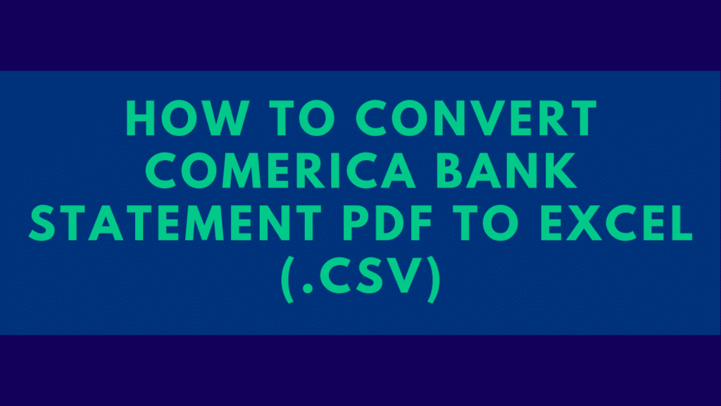 Convert Comerica Bank PDF